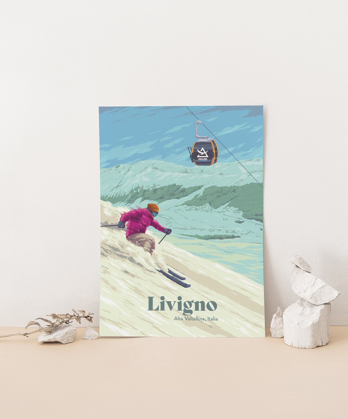 Livigno Ski Resort Vintage Travel Poster, Italian Alps - Image 4