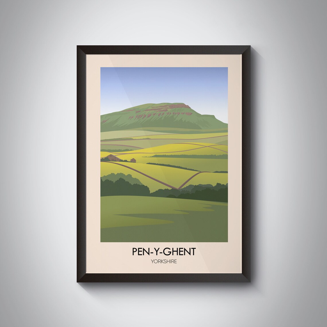 Pen-y-Ghent Yorkshire Green Rolling Hills Mountain Vista Poster