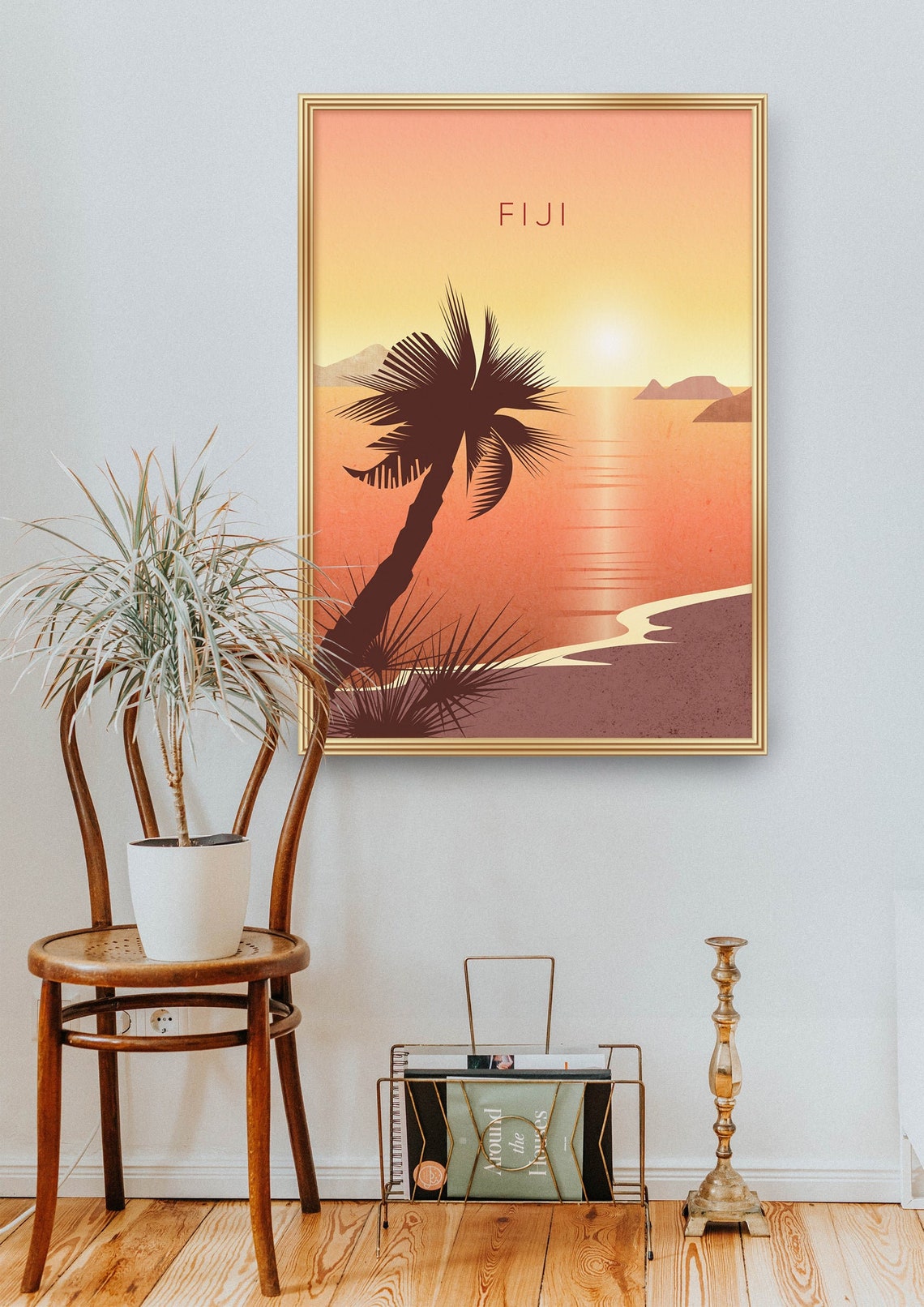Fiji Minimal Travel Poster South Pacific Ocean Viti Levu Vanua Levu Island Suva Travel Print Oceania Yasawa Island Fijian Art Framed - Image 2