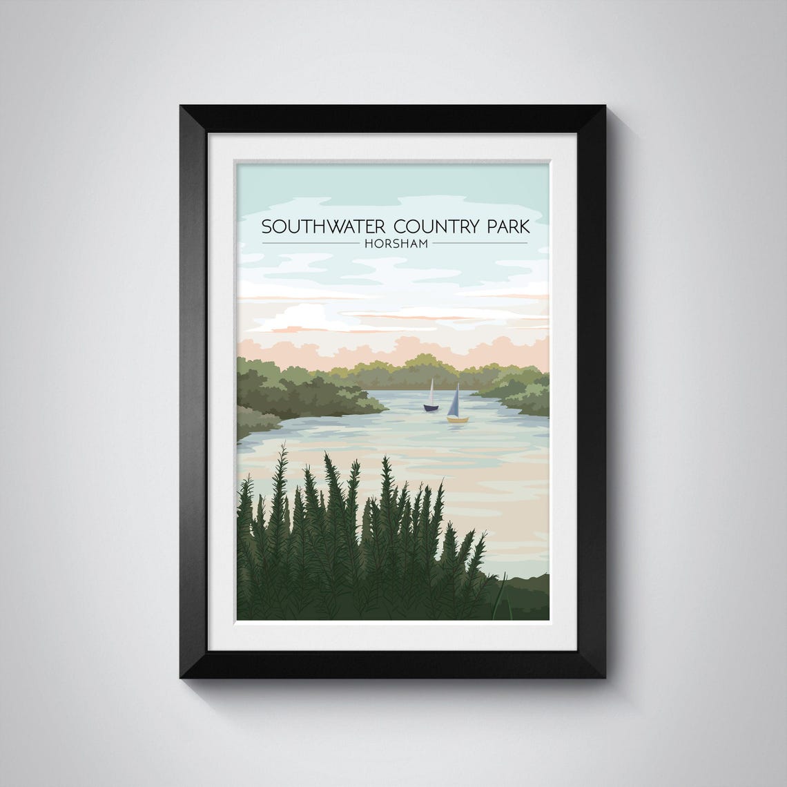 Southwater Country Park Horsham Travel Poster Nature Landscape Wall Art Scenic Print Of West Sussex Countryside Home Decor Framed