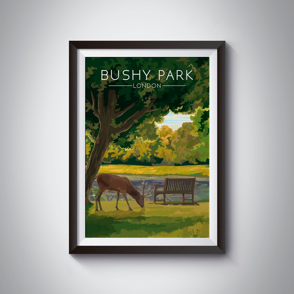 Bushy Park London Travel Poster, Royal Parks