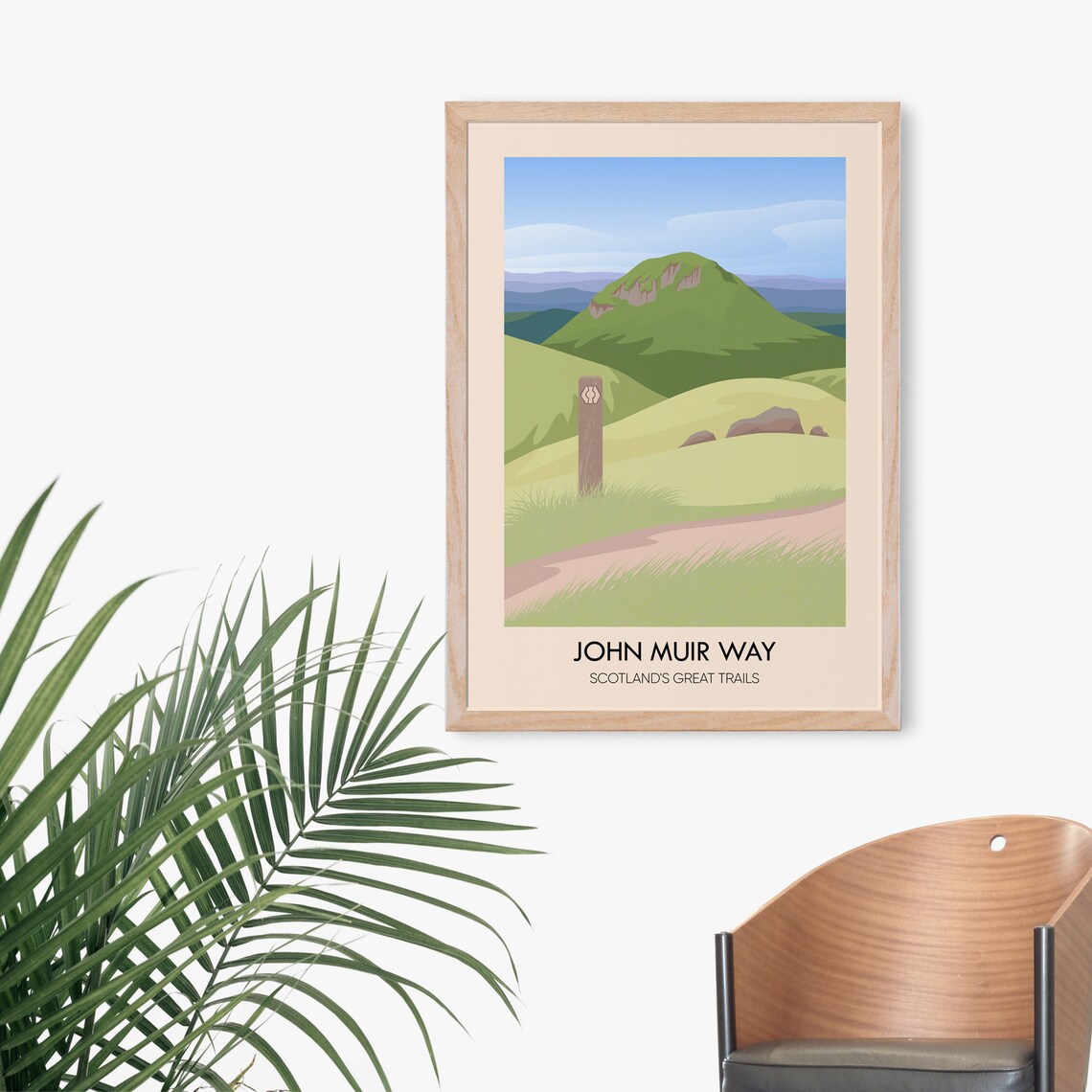 John Muir Way Scotland Rolling Green Hills Trail Marker Scene Poster - Image 3