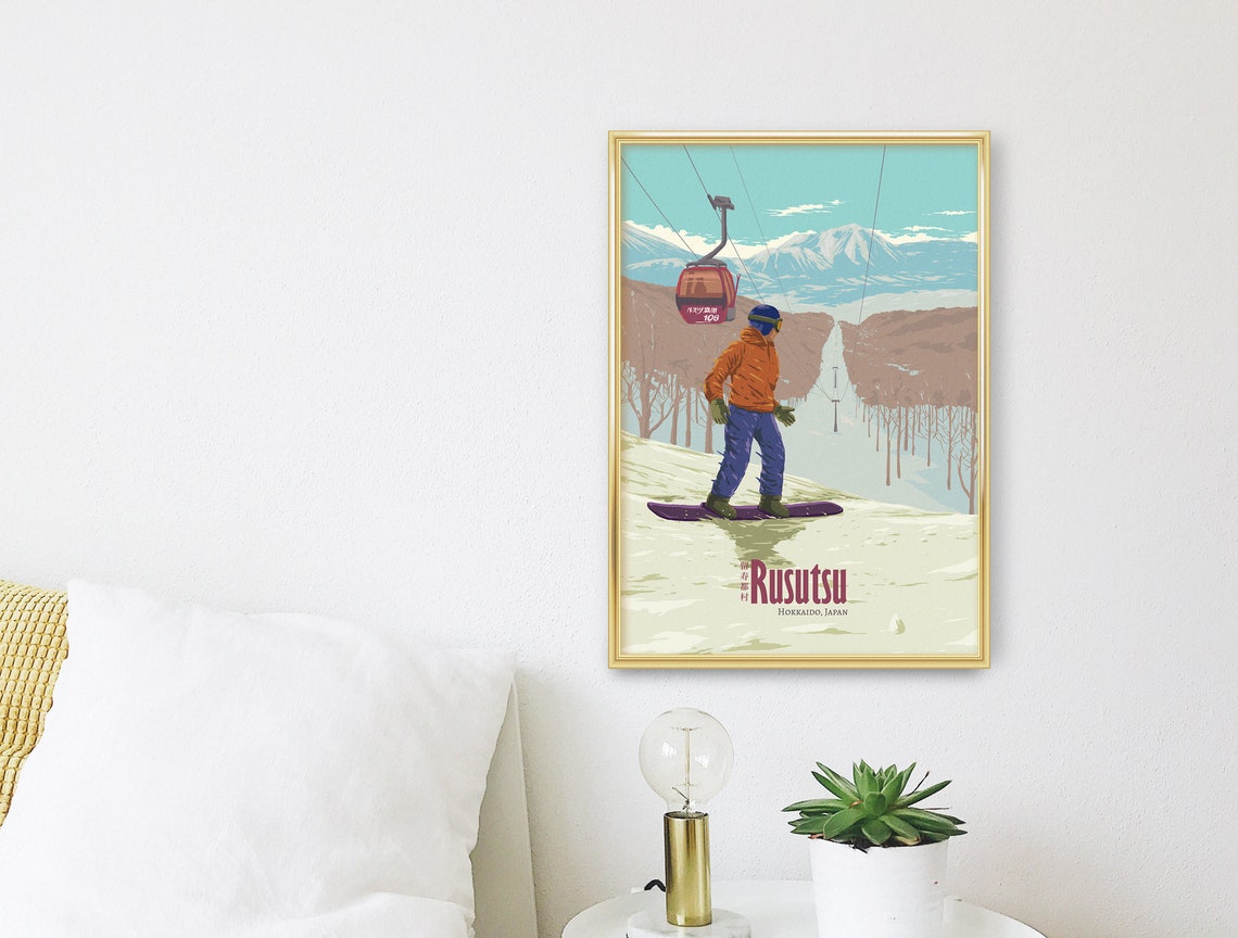 Rusutsu Japan Snowboarding Poster Hokkaido Japan Skiing Print Vintage Ski Resort Poster Japan Travel Poster National Park Art Gift - Image 3