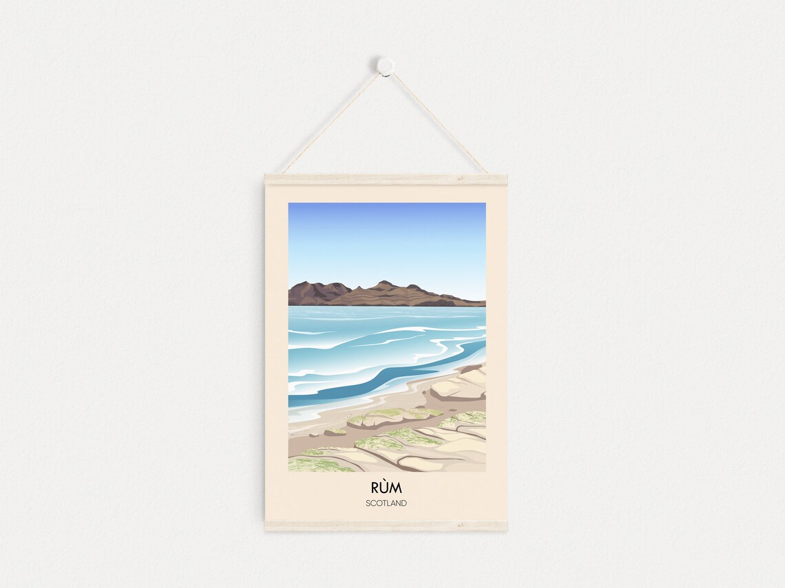 Rum Poster Scotland Travel Print Isle Of Rum Inner Hebrides Kinloch Isle Of Eigg Hiking Scottish Island Kinloch Castle Vintage Art - Image 4