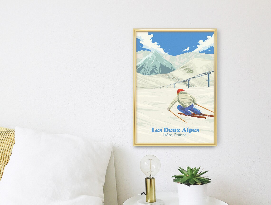 Les Deux Alpes Vintage Ski Resort Travel Poster - Image 3