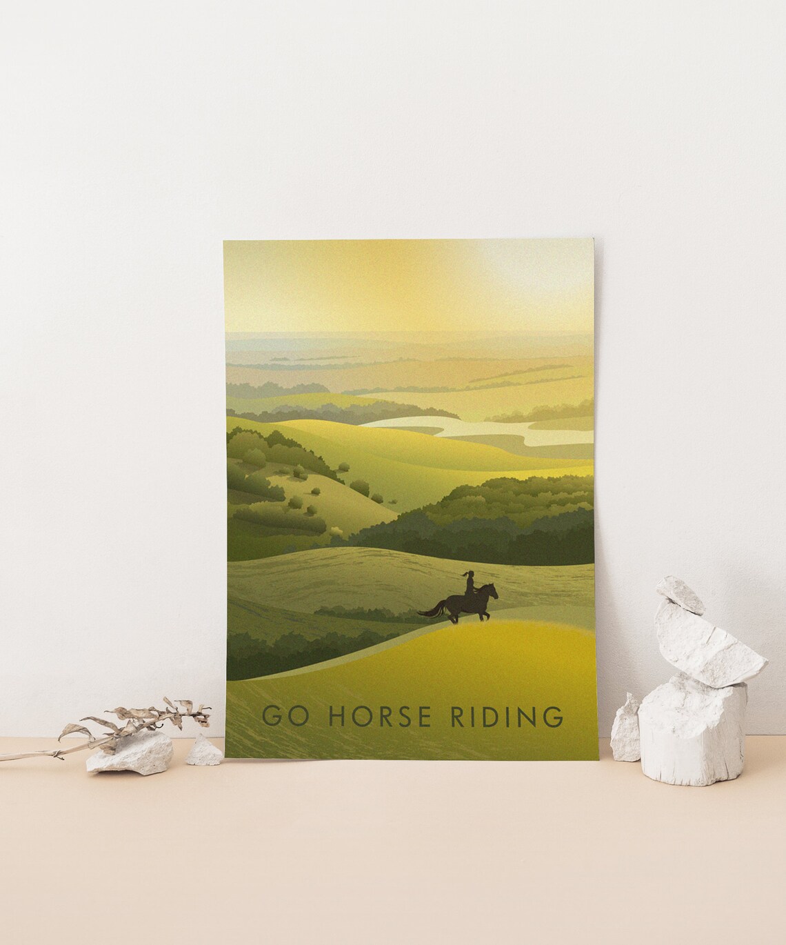 Go Horse Riding Golden Hills Rider Silhouette Vintage Poster - Image 4