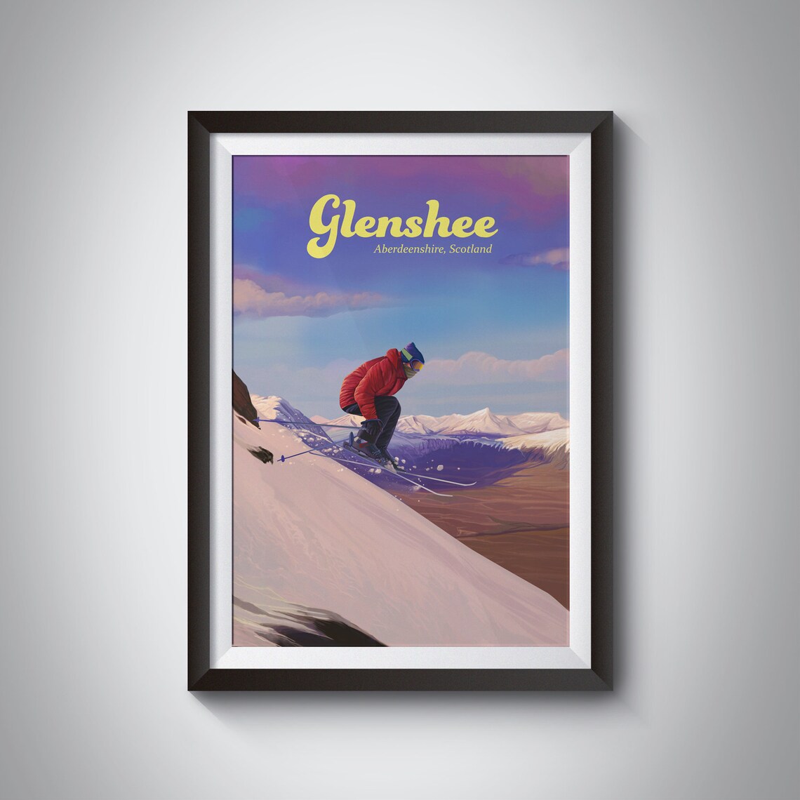 Glenshee Scotland Travel Poster, Scottish Highlands