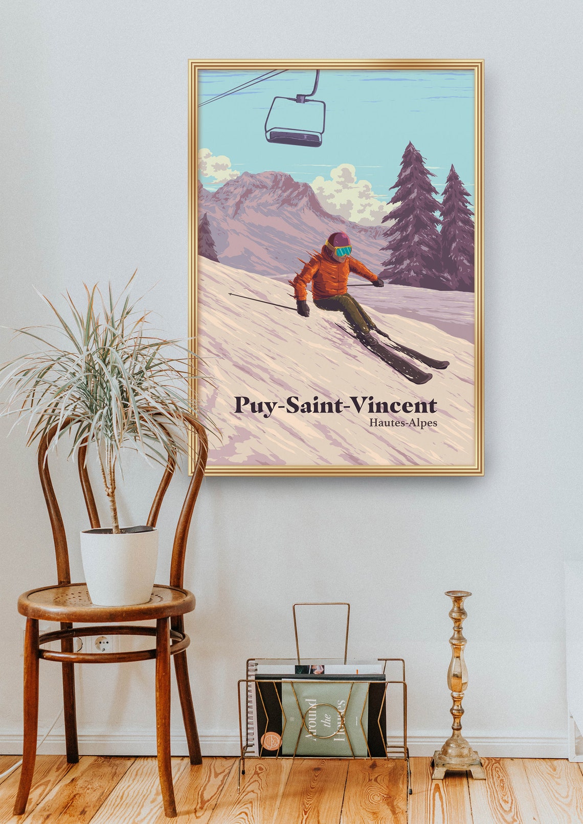 Puy Saint Vincent Ski Resort Poster France Ecrins National Park Snowboarding French Alps Vintage Travel Print Serre Chevalier Vars - Image 2