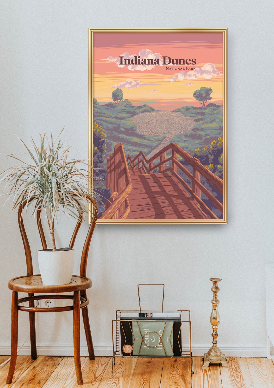 Indiana Dunes National Park Poster Lake Michigan Usa Travel Print Great Lakes Vintage Wpa National Park Art See America Framed Print - Image 2