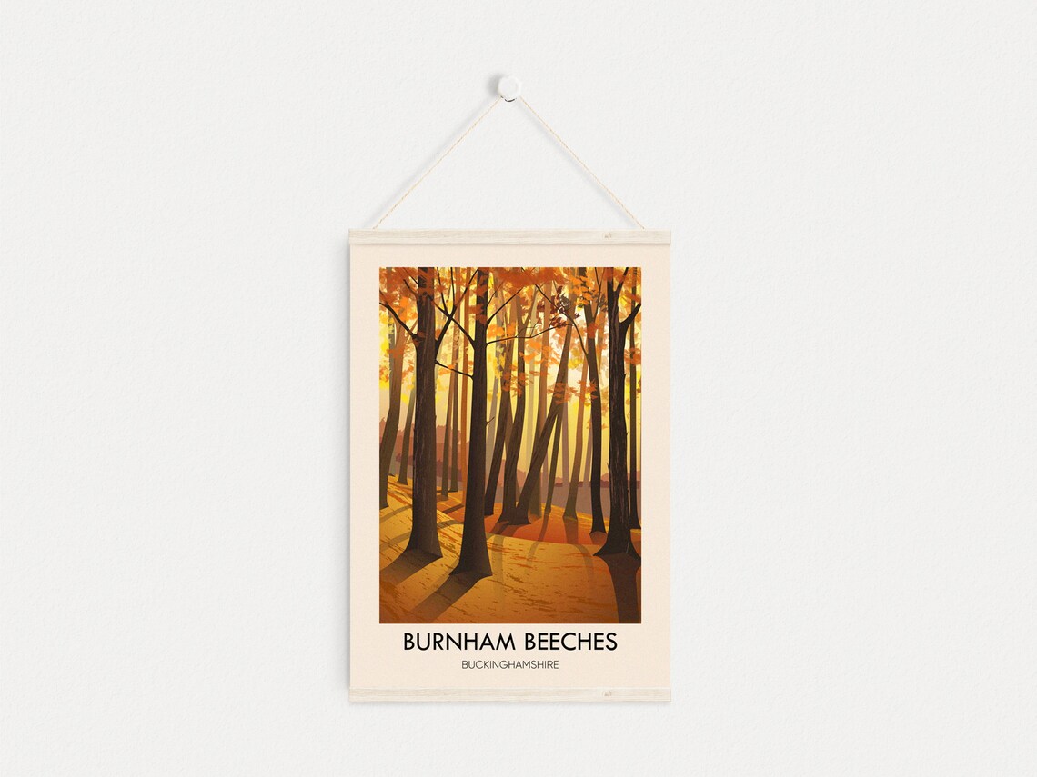 Burnham Beeches Buckinghamshire Autumn Woodland Vintage Travel Poster - Image 4