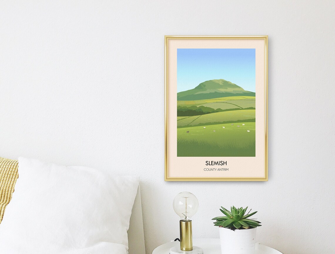 Slemish Mountain County Antrim Green Pasture Sheep Meadow Poster - Image 3