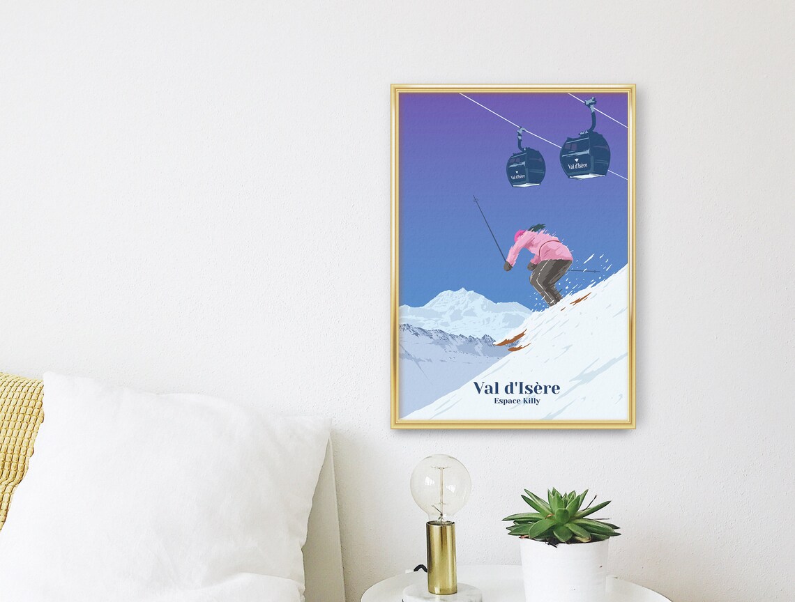 Val Disere Retro Vintage Ski Resort Travel Poster - Image 3