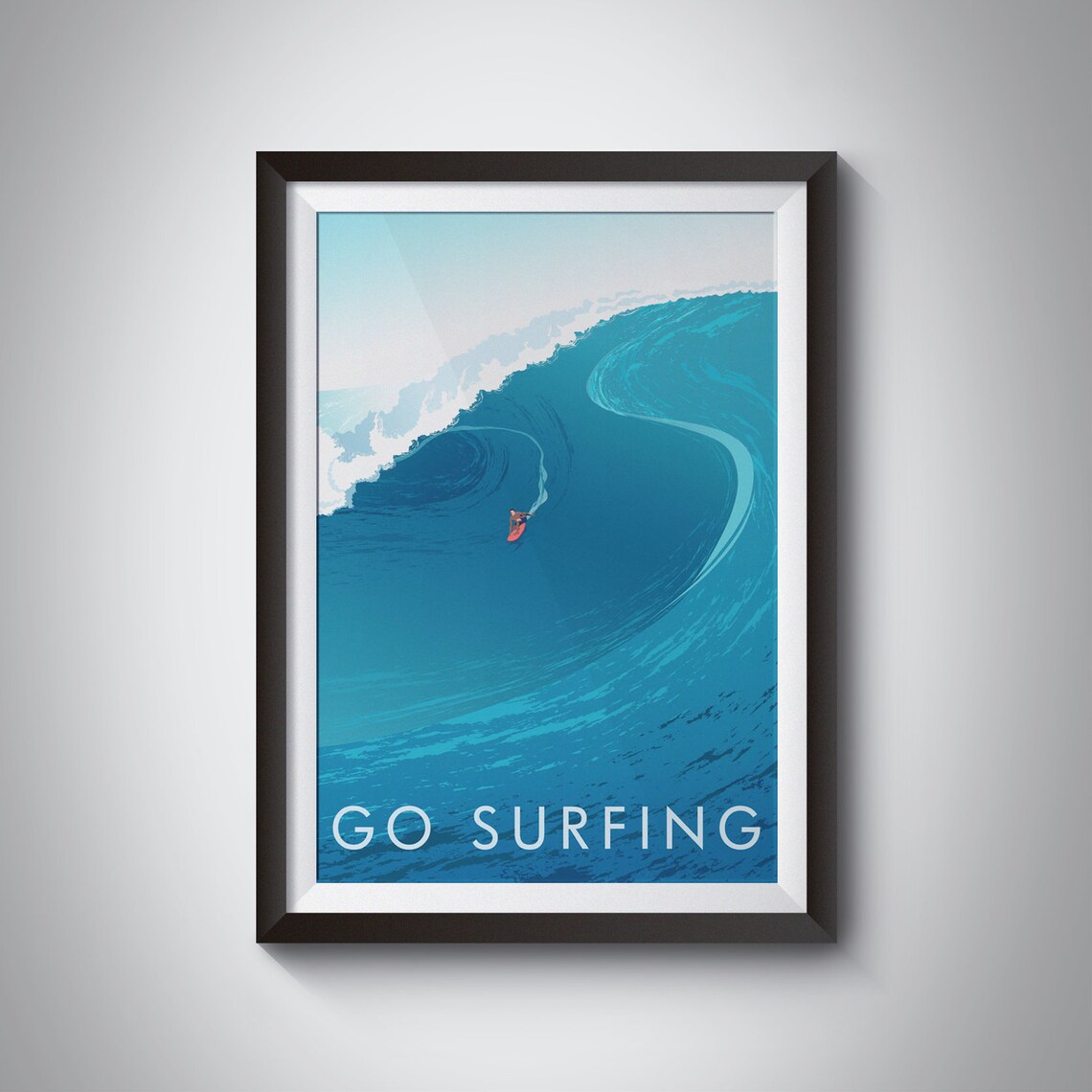 Go Surfing Vintage Travel Poster, Ocean Adventure