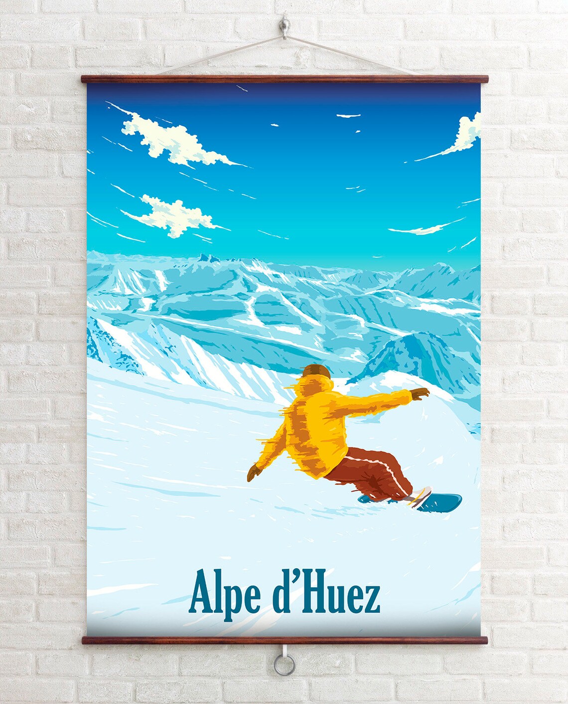 Alpe D'Huez Snowboarding Poster, Retro Ski Travel Poster - Image 2