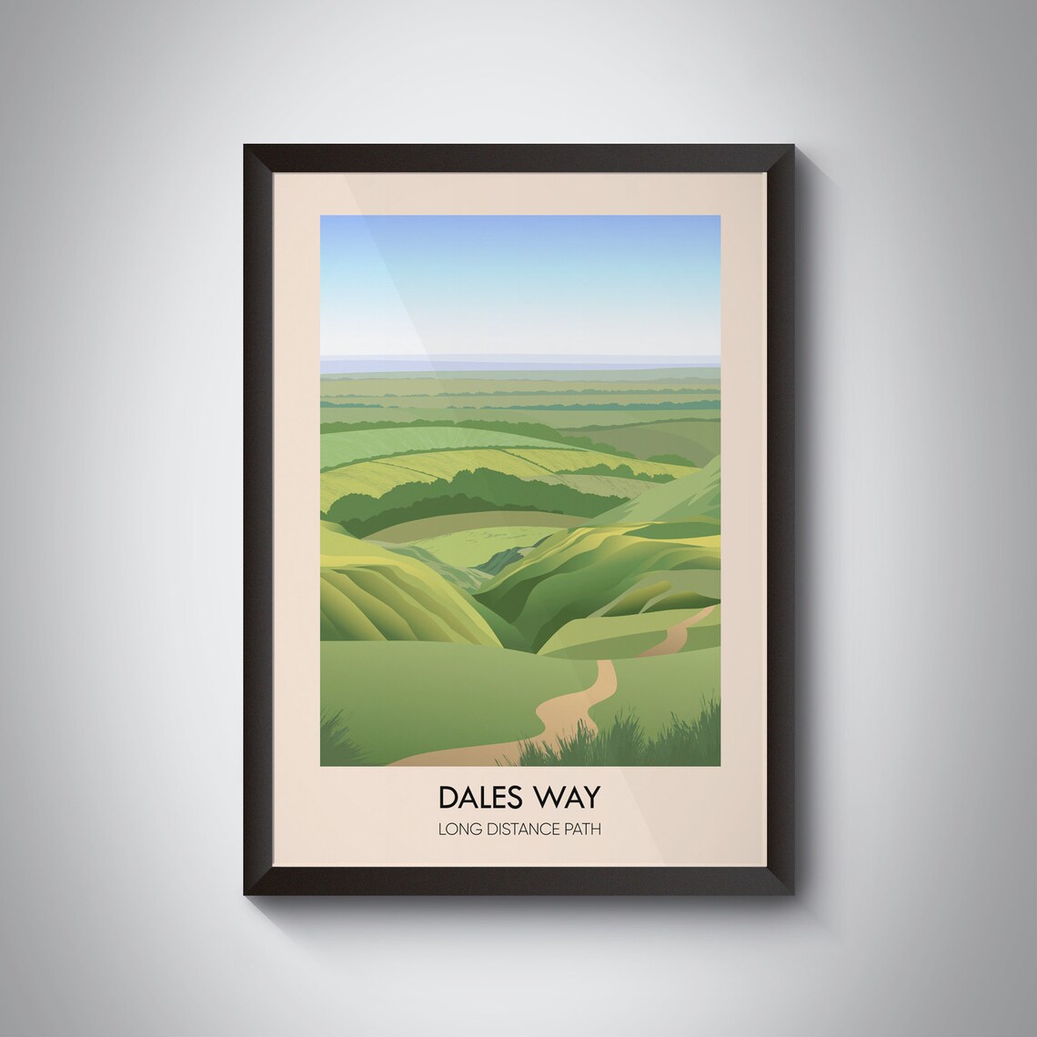 Dales Way Long Distance Path Rolling Green Hills Hiking Trail Travel Poster