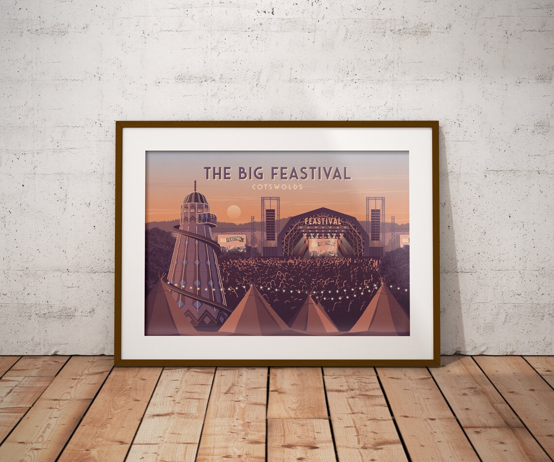 Big Feastival Cotswolds Travel Poster, Retro Print - Image 4