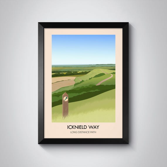 Icknield Way Hiking Trail Poster Hiking Wall Art Travel Print Long Distance Path National Trail Ridgeway Peddars Way Norfolk Hiking