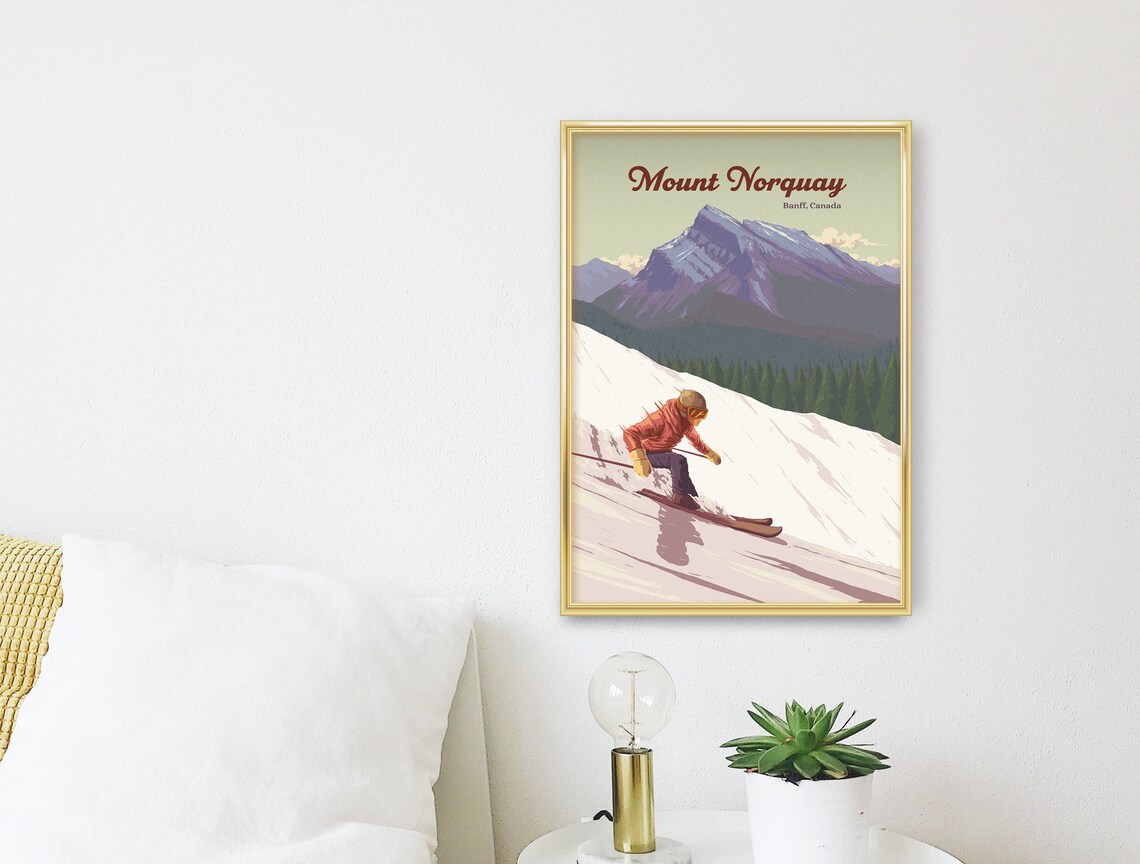 Mount Norquay Banff Canada Downhill Skier Vintage Ski Poster - Image 3