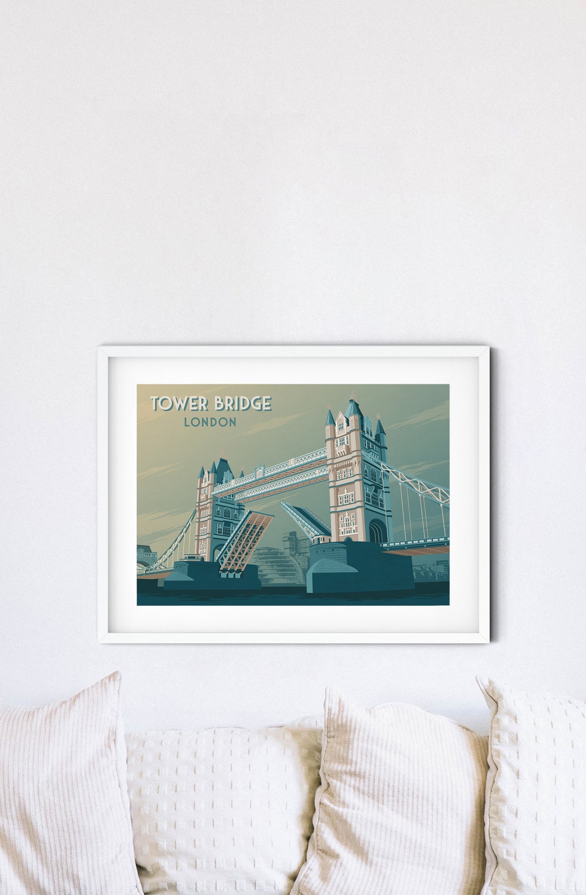 Tower Bridge London Poster London Travel Poster Vintage Travel Poster London Landmarks London Bridge Skyline River Thames England Art - Image 4
