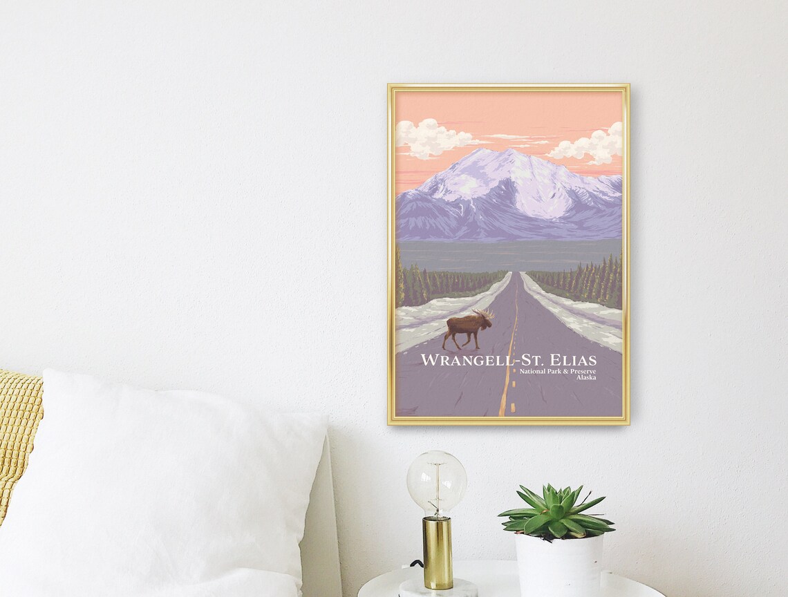 Wrangell St Elias National Park Alaska Vintage Travel Poster - Image 3