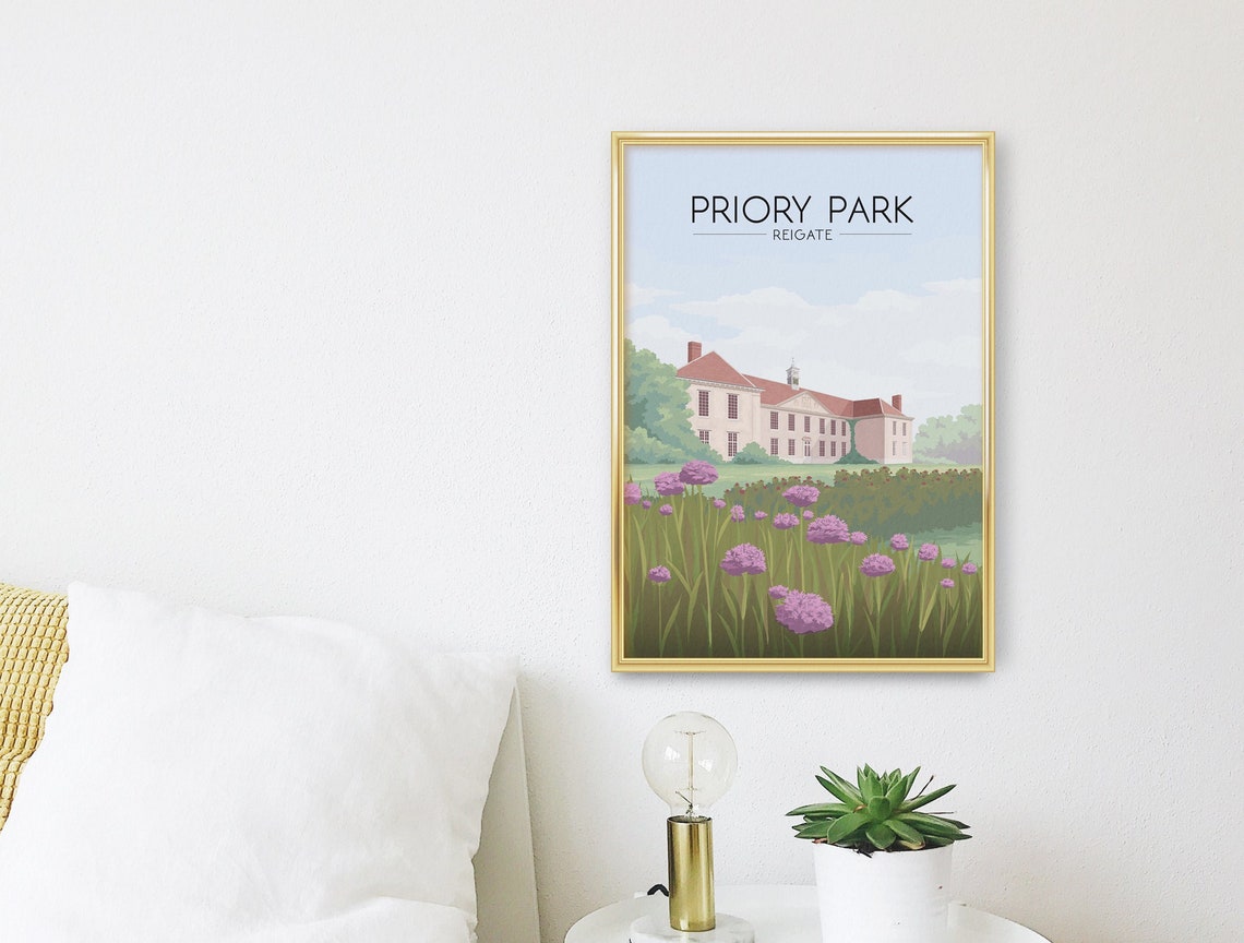 Priory Park Reigate Historic Manor House Flower Meadow Poster - Image 3