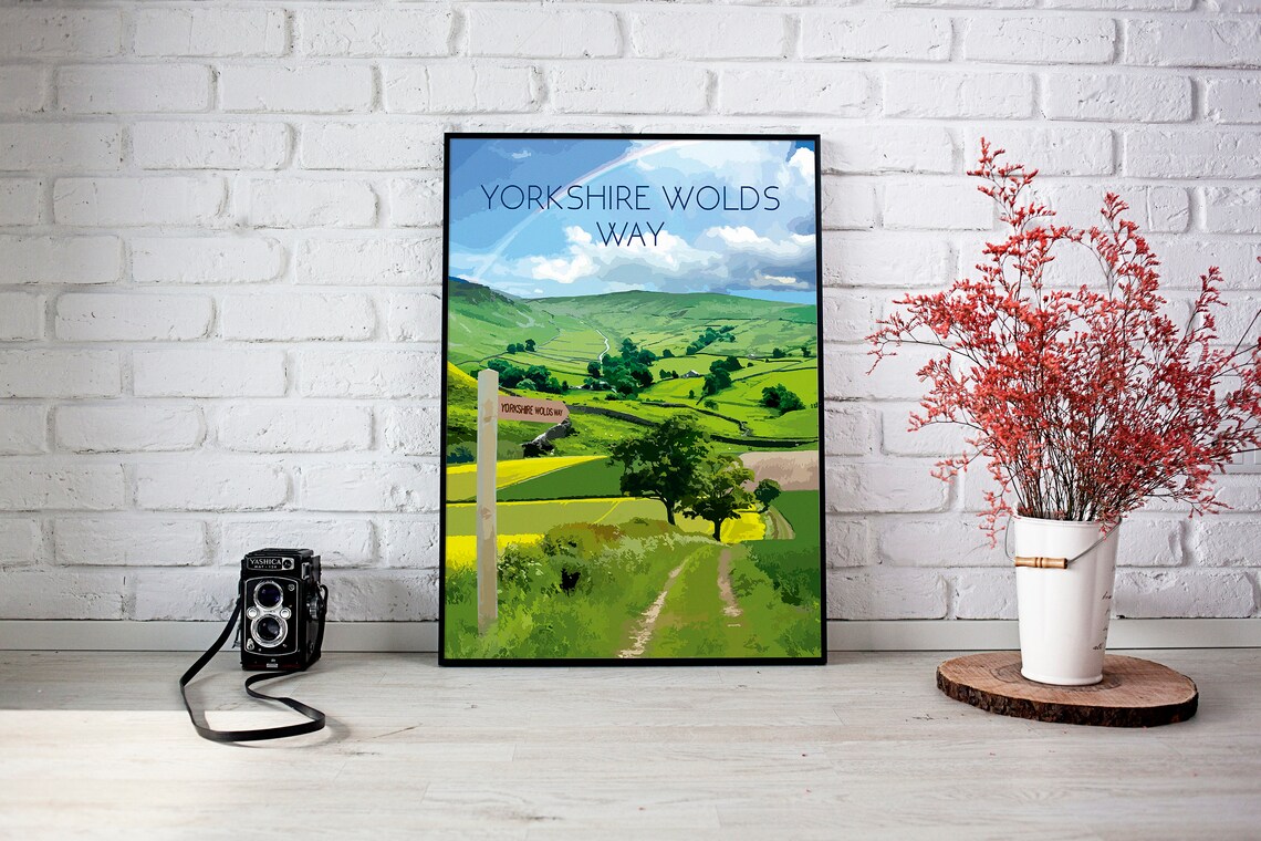 Yorkshire Wolds Way Travel Poster, Hiking Trail Art - Image 3