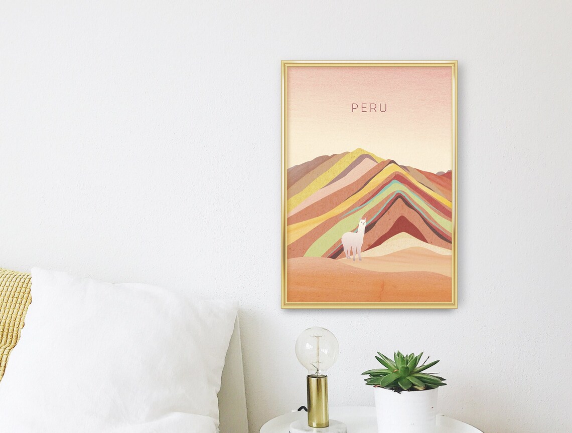 Peru Minimal Travel Poster, Cusco Rainbow Mountains - Image 3