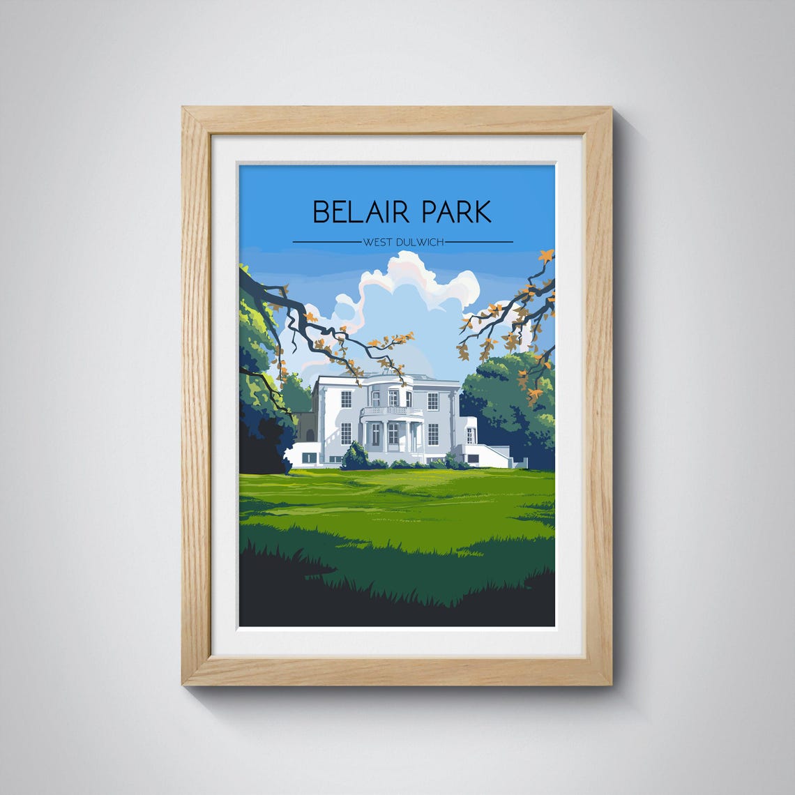Belair Park Poster West Dulwich London Travel Print Belair House London Dulwich Park London Park Wall Art South East London Gift - Image 2