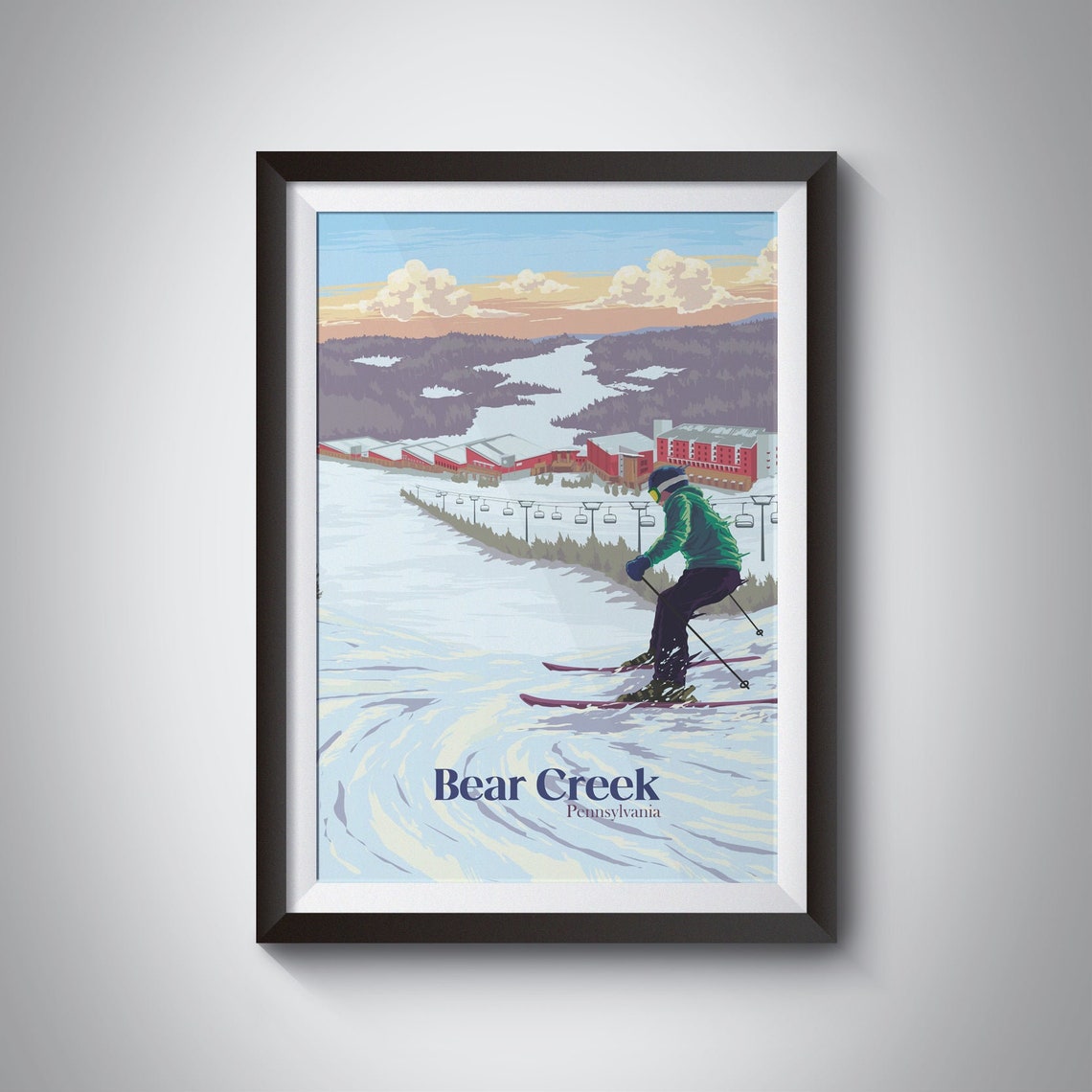 Bear Creek Pennsylvania Ski Resort Vintage Travel Poster Artwork