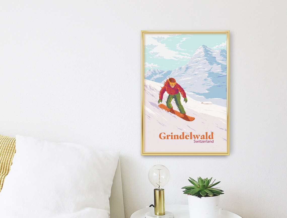 Grindelwald Switzerland Alpine Travel Poster Print - Image 3
