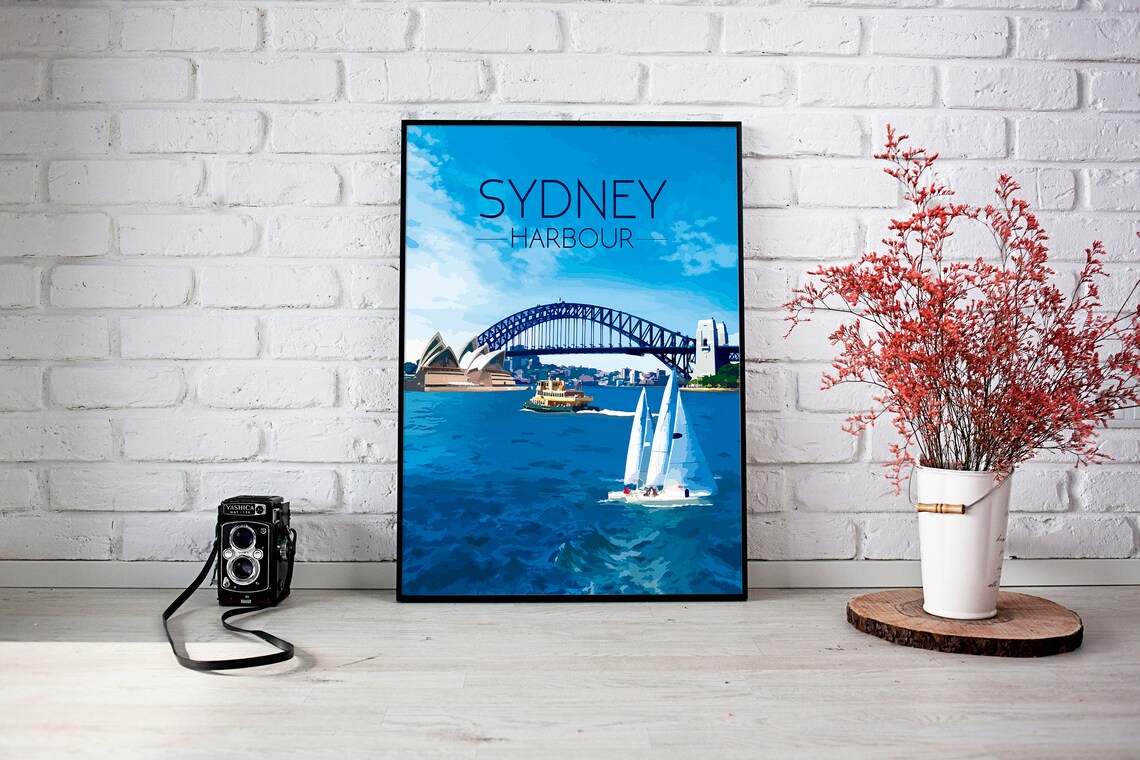 Sydney Harbour Retro Travel Poster Art Print - Image 3