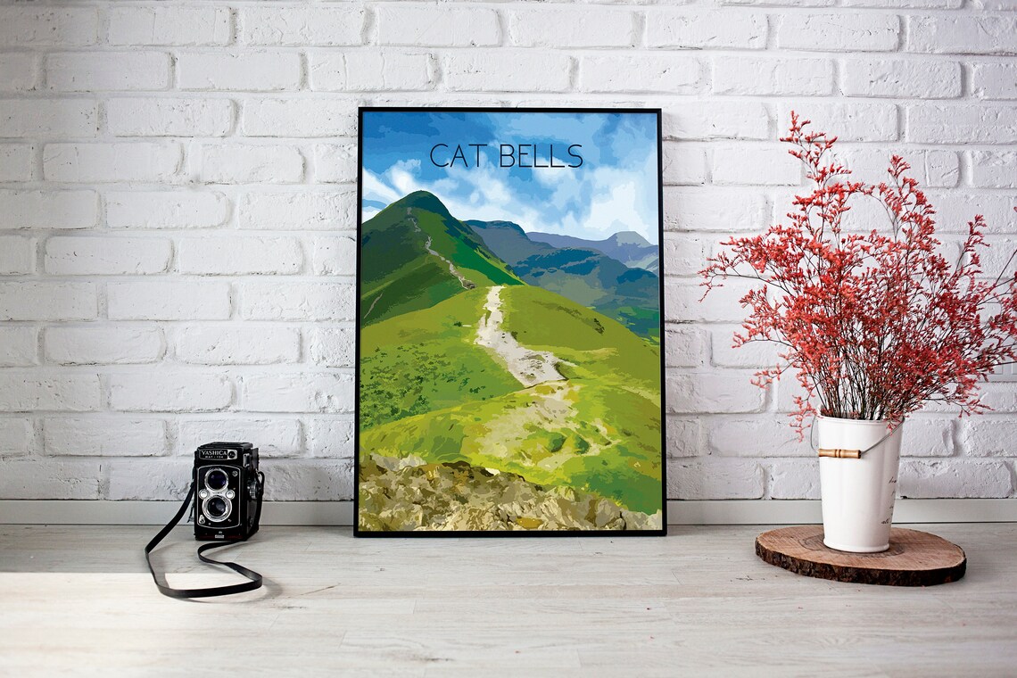 Cat Bells Lake District Travel Poster, Cumbria - Image 3