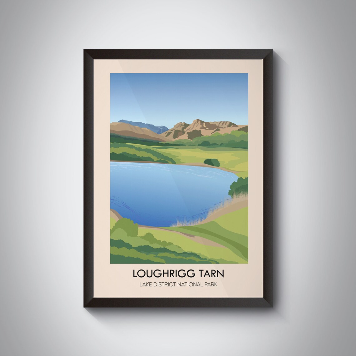 Loughrigg Tarn Lake District National Park Blue Water Fell Walk Travel Poster