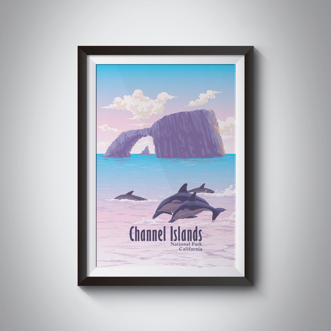 Channel Islands National Park Poster California Usa Travel Print Santa Cruz Island Arch Rock Anacapa Island Framed Print Vintage Wpa