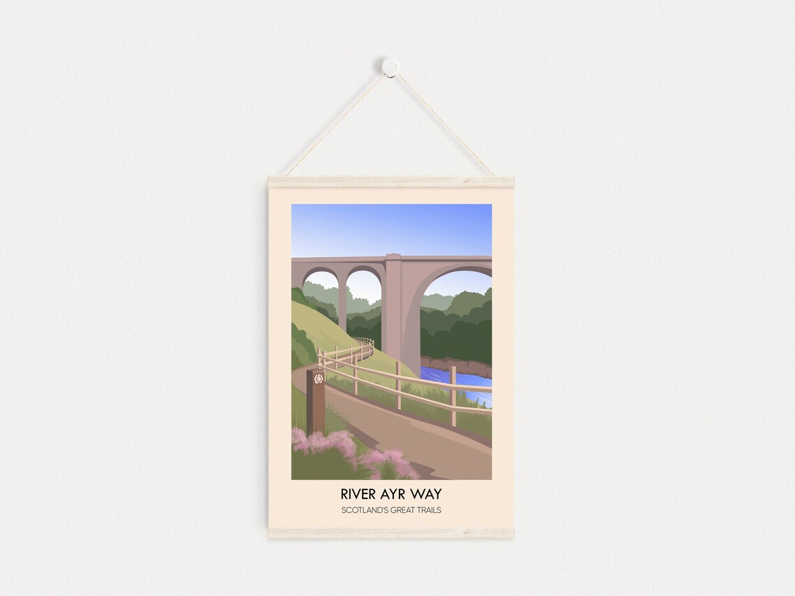 River Ayr Way Scotland's Great Trails Stone Viaduct Travel Poster - Image 3