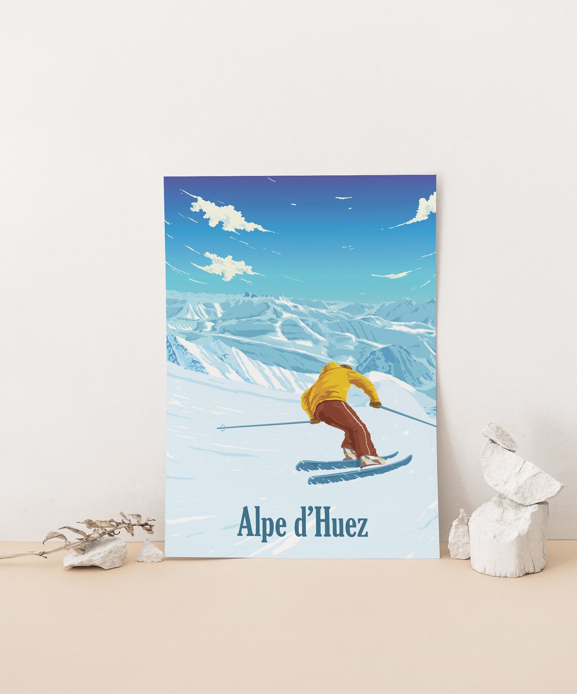 Alpe Dhuez Retro Ski Resort Travel Poster - Image 4
