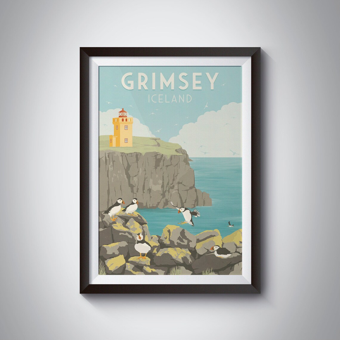 Grimsey Iceland Travel Poster, Arctic Circle Nature