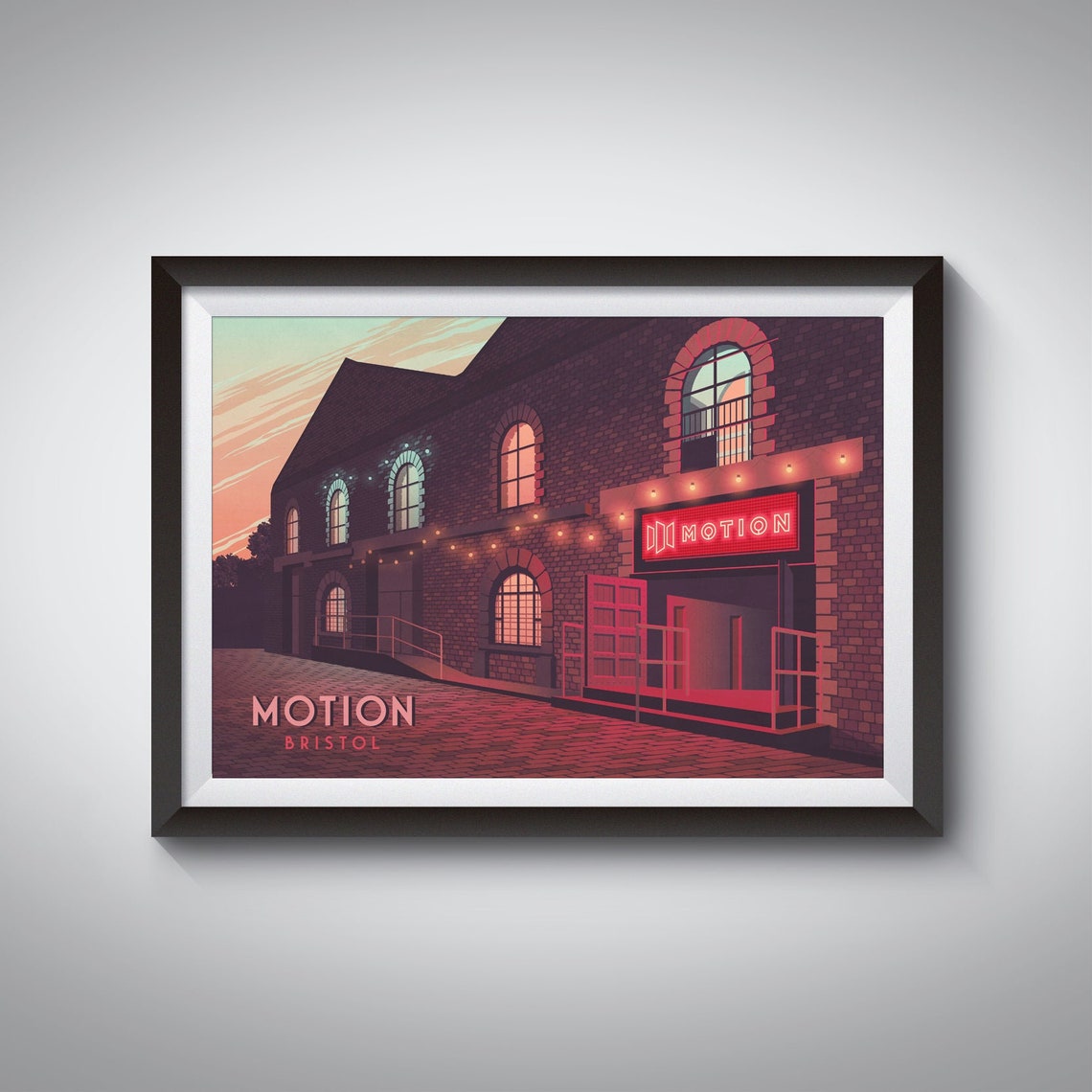 Motion Nightclub Bristol Travel Poster Architecture Print Avon Street River Avon Bristol Wall Art Lakota Thekla Dance Music Festival