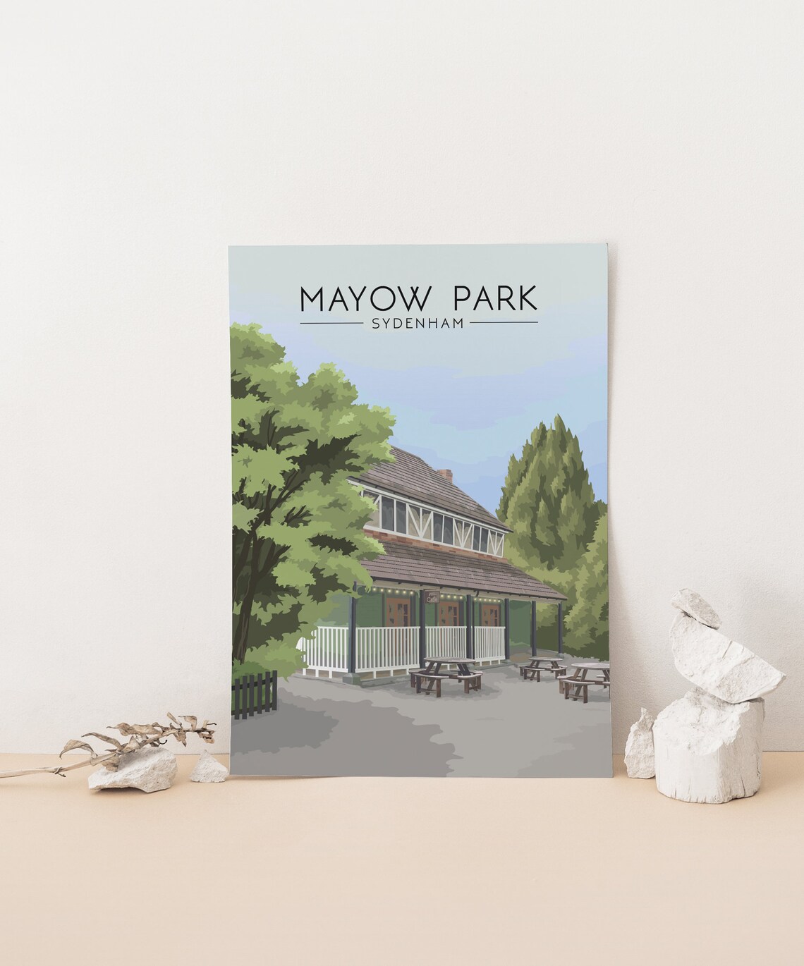 Mayow Park Sydenham South London Park Cafe Vintage Travel Poster - Image 2