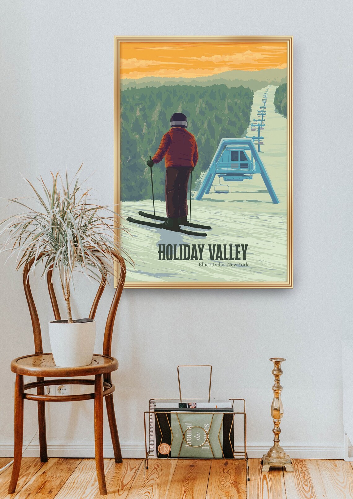 Holiday Valley Ellicottville New York Skier Vintage Ski Poster - Image 2
