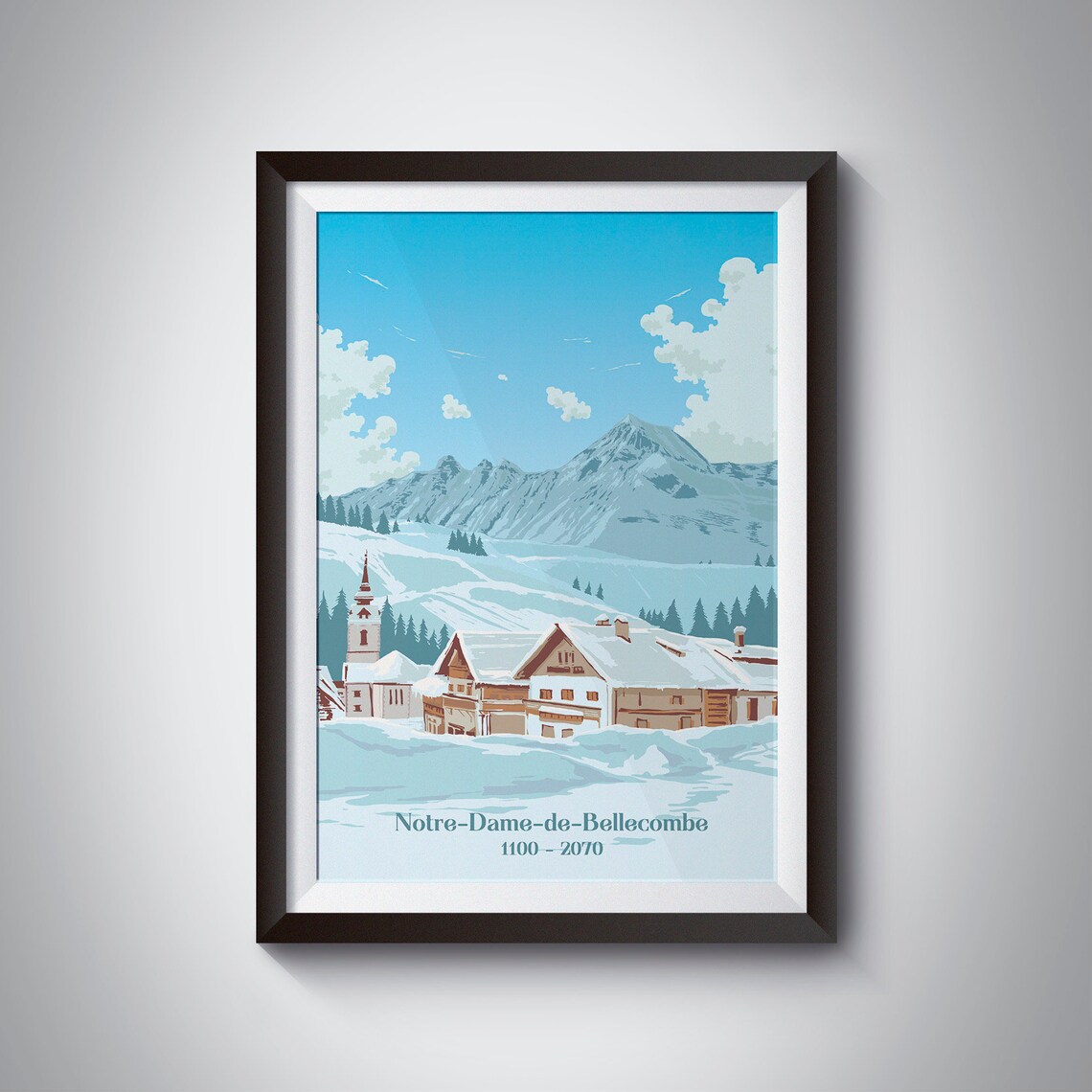 Notre Dame De Bellecombe Ski Resort Poster, French Alps