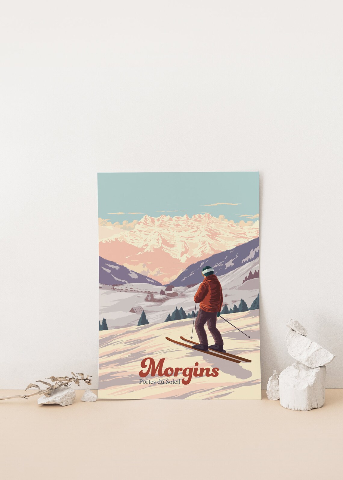 Morgins Ski Resort Vintage Ski Poster, Swiss Alps - Image 4