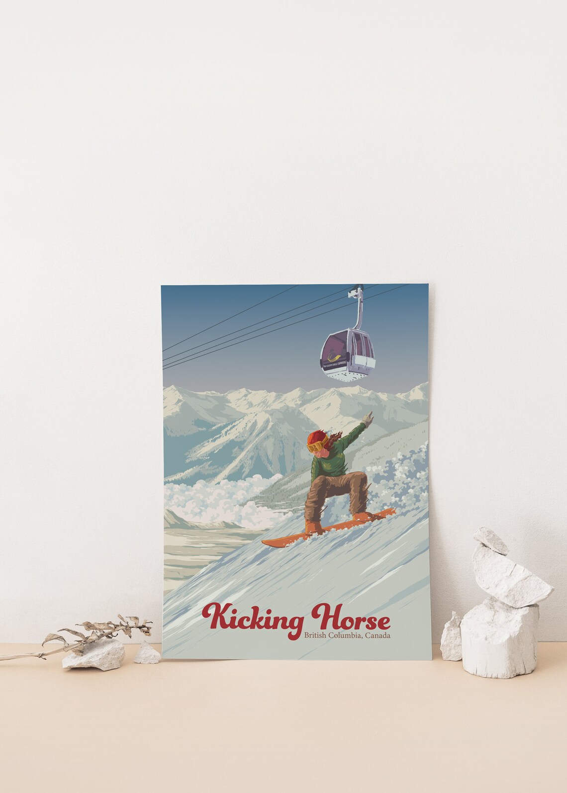 Kicking Horse British Columbia Snowboarder Alpine Descent Poster - Image 4