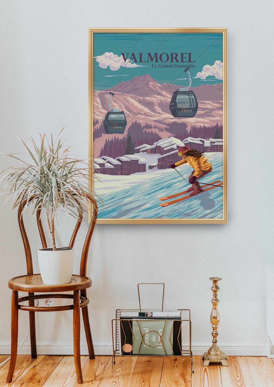 Valmorel French Alps Ski Resort Gondola Vintage Travel Poster - Image 2