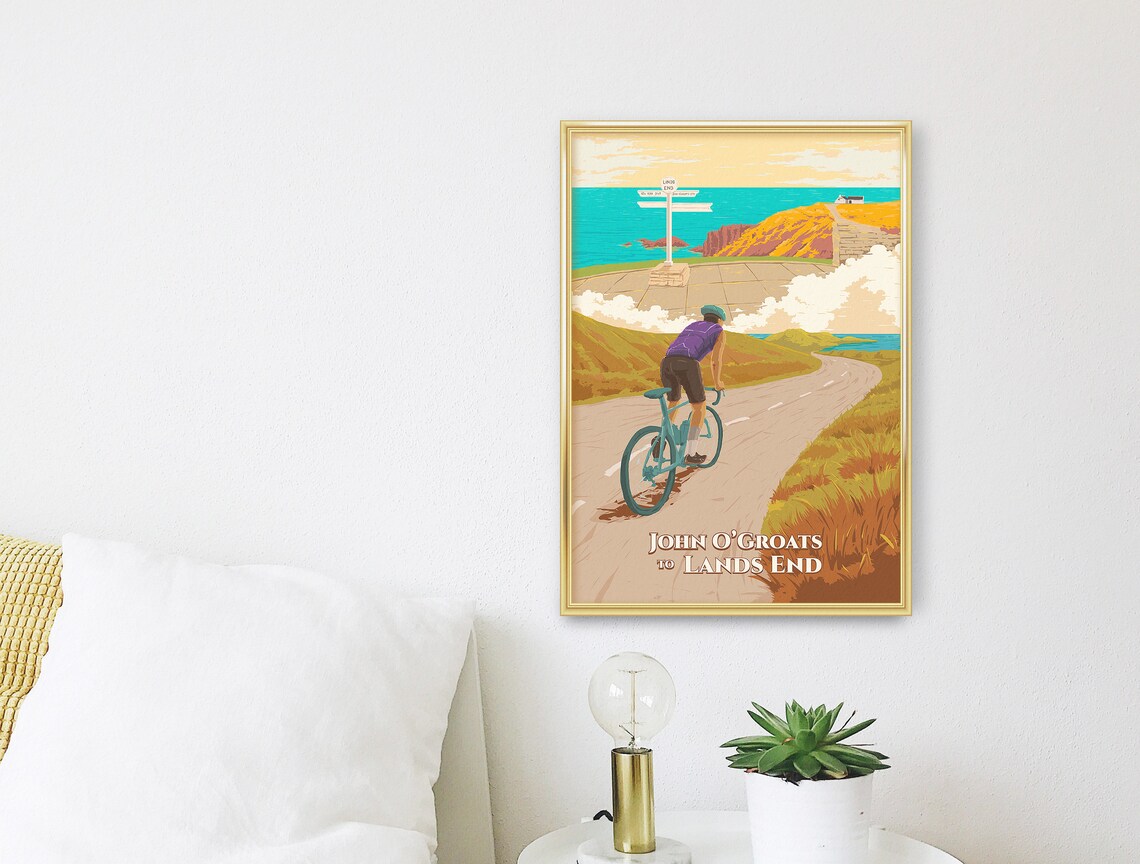 John O'Groats to Land's End Cycling Travel Poster - Image 3
