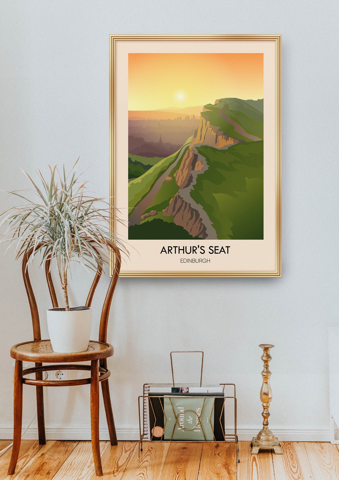 Arthur's Seat Edinburgh Golden Sunrise Skyline Summit Trail Poster - Image 2