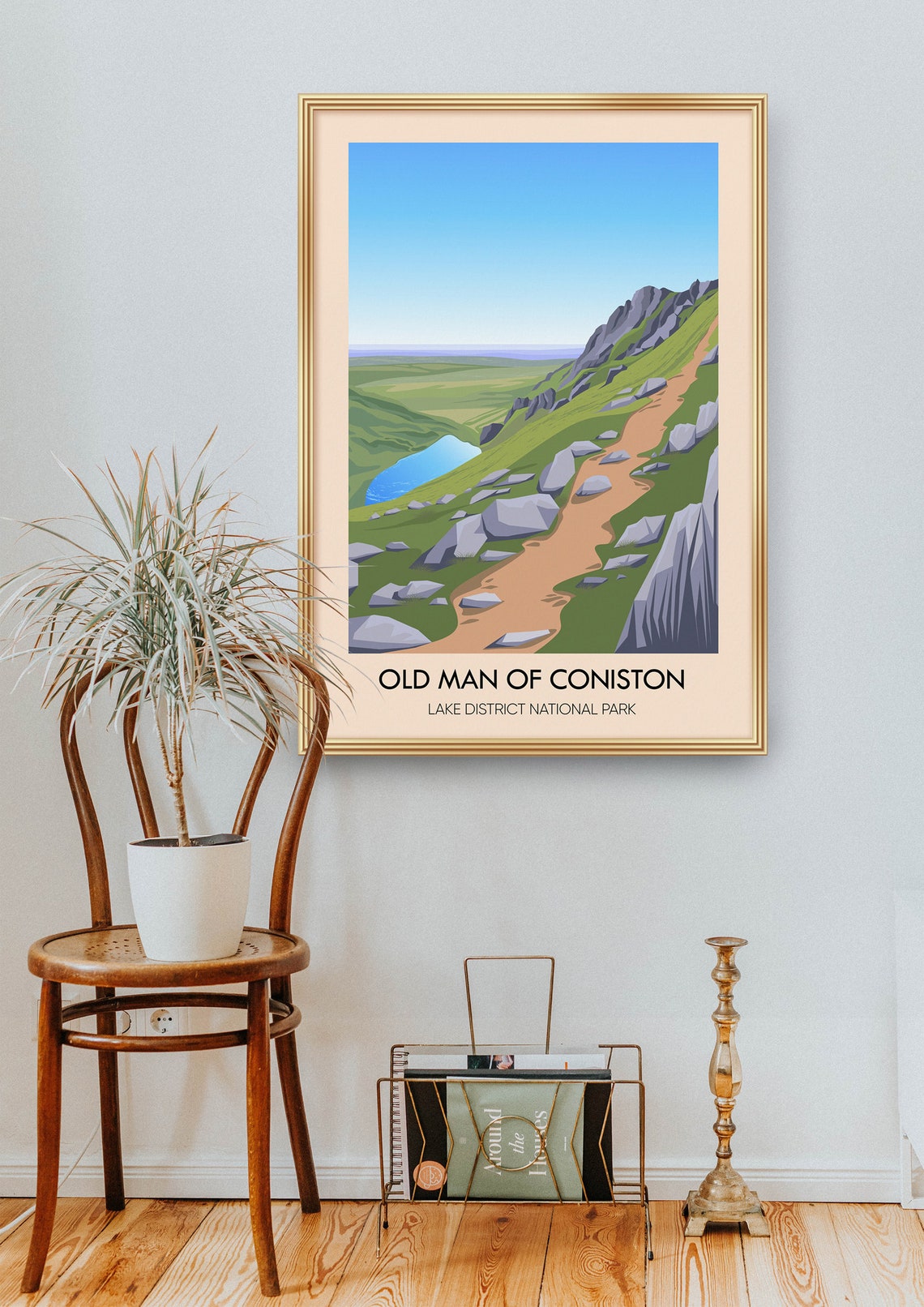 Old Man Of Coniston Poster Lake District National Park Cumbria Furness Fells Fell Walking Hiking Vintage Travel Print National Park - Image 2