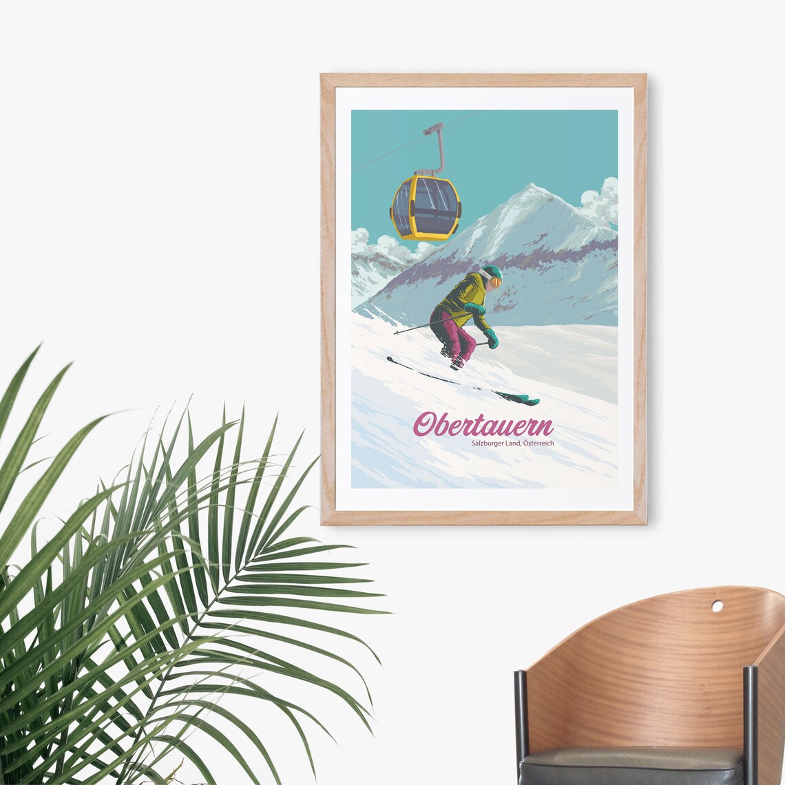 Obertauern Ski Resort Poster Salzburg Austria Sterreich Vintage Travel Print Snowboarding Radstdter Tauern Mountains Retro Ski Art - Image 3