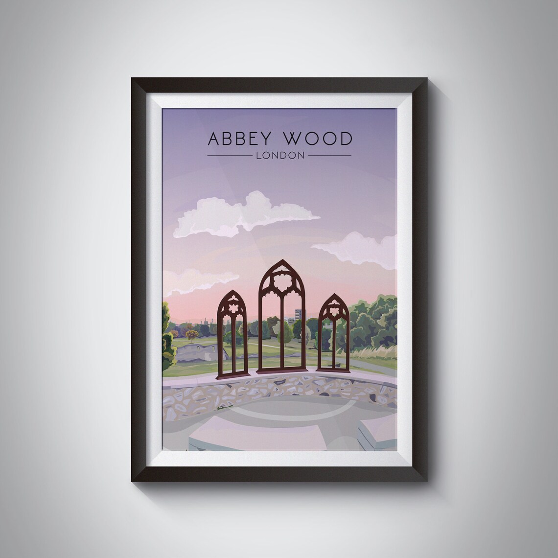 Abbey Wood Vintage Travel Poster, South East London