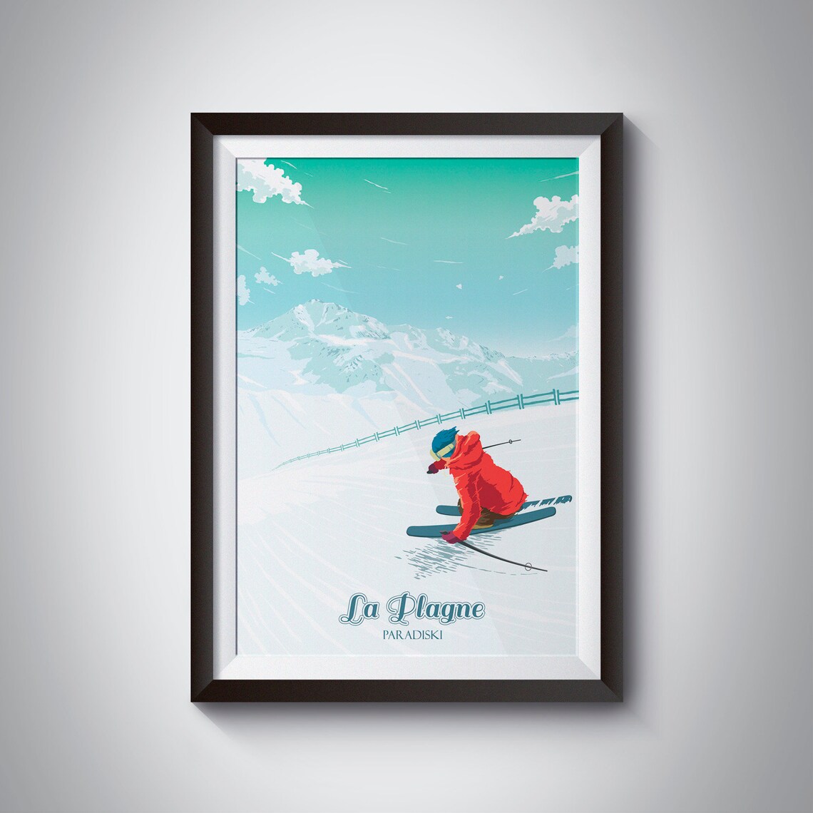 La Plagne Paradiski French Alps Vintage Travel Poster